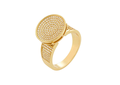 Round Micro Pave Gold Plated Ring